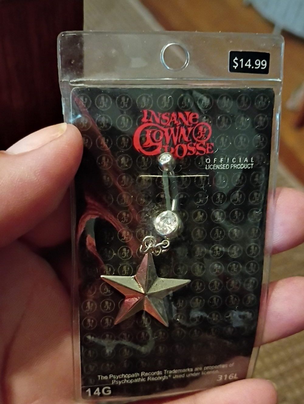 Insane Clown Posse Star Dangle Belly Ring - Silver Tone
